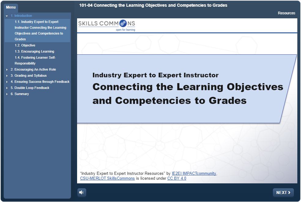 Connecting the Learning Objectives and Competencies to Grades